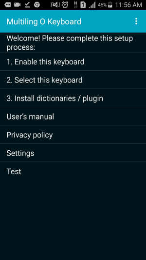 menu de la app