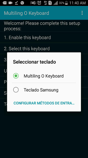 seleccionar el teclado Multiling O Keyboard